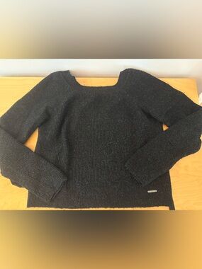 Abercrombie & Fitch Black Knit Sweater with Back Bow